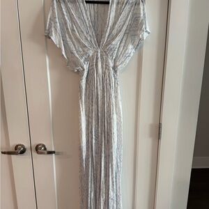 Vici Light Blue and White Midi Dress